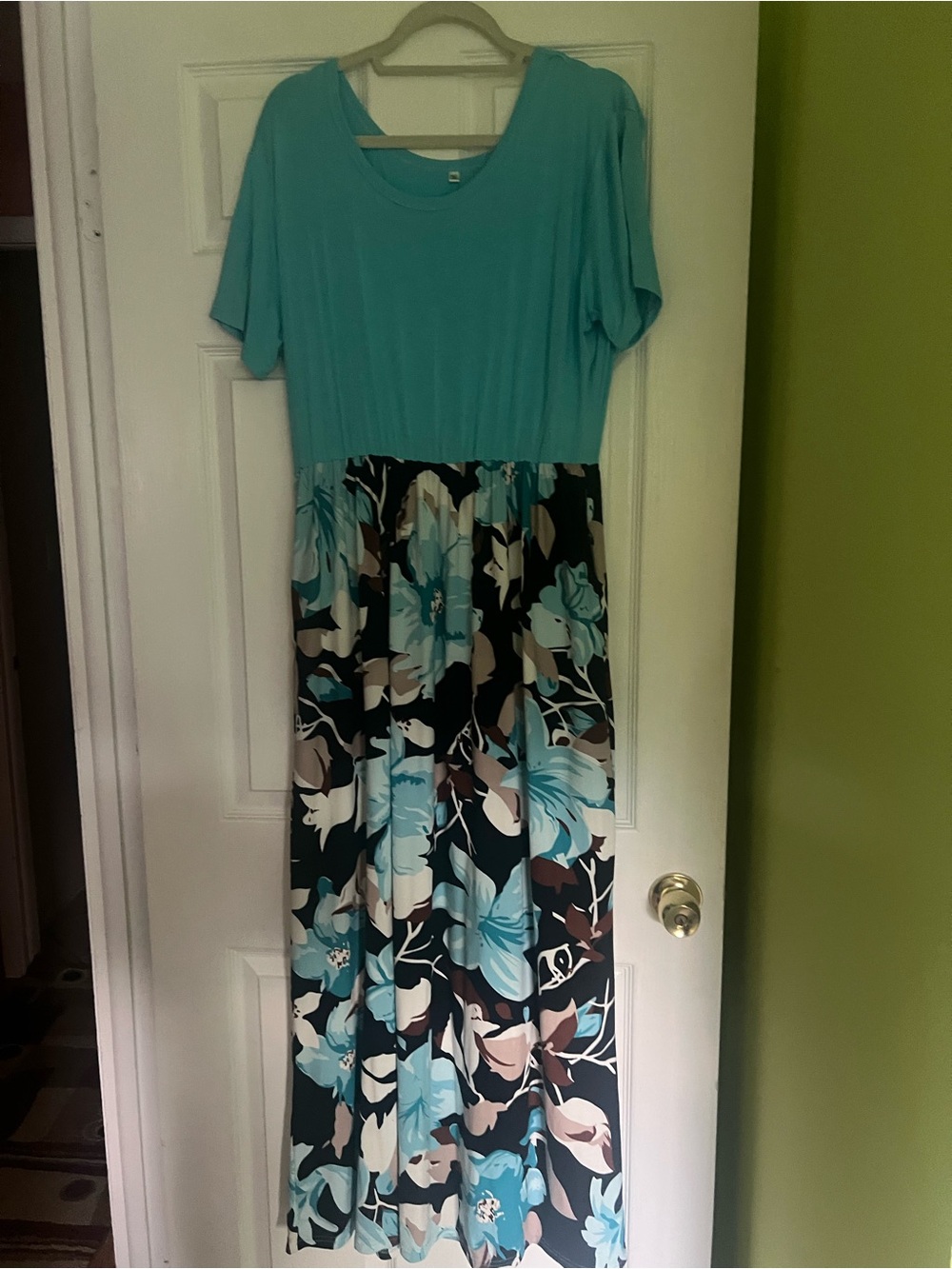 Aqua Floral Printed Maxi Dress
